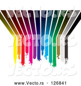 Vector of Background of Dipping Rainbow Paint Lines Curving from a Wall up onto a Ceiling by Michaeltravers
