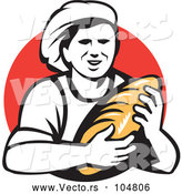 Vector of Baker with a Bread Loaf over a Red Circle by Patrimonio