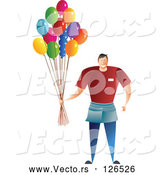 Vector of Balloon Guy Holding a Bunch of Party Balloons by Prawny