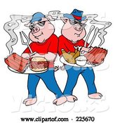 Vector of Bbq Pigs with Plates of Ribs, Pulled Pork Burgers and Poultry by LaffToon