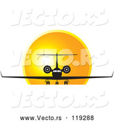 Vector of Black and White Airplane Against a Sunset by Lal Perera