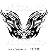 Vector of Black and White Flaming Demon Motorcycle Biker Handlebars by Vector Tradition SM