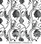 Vector of Black and White Floral Hatch Vines - Seamless Digital Background by BestVector