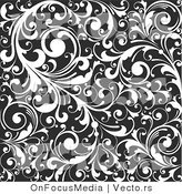 Vector of Black and White Leafy Vines Background Pattern Design by OnFocusMedia