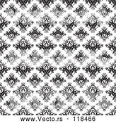 Vector of Black and White Seamless Damask Pattern by Arena Creative