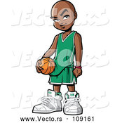 Vector of Black Boy Holding a Basketball by Clip Art Mascots