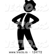 Vector of Black Silhouetted Businessman Standing with His Hands on His Hips by Rosie Piter