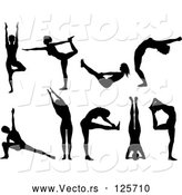 Vector of Black Silhouetted Women Doing Yoga Poses - Collage by KJ Pargeter