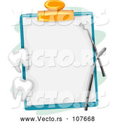 Vector of Blank Dental Chart on a Clipboard with Tools and Teeth by BNP Design Studio
