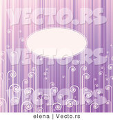 Vector of Blank Oval Copyspace Background with Light Purple Stripes and Swirls by Elena