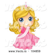 Vector of Blond Princess Girl Wearing Pink Gown with Sash by BNP Design Studio