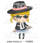 Vector of Blond Secret Agent Girl Holding a Map by BNP Design Studio