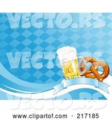 Vector of Blue Diamond Oktoberfest Background of Beer and a Soft Pretzel on a Banner by Pushkin