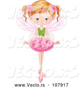 Vector of Blue Eyed, Dirty Blond White Fairy Girl with a Flower Skirt and Leaf Top by Pushkin