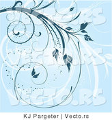 Vector of Blue Swirling Floral Vines Background by KJ Pargeter