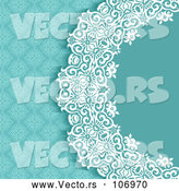 Vector of Blue White and Turquoise Damask Floral Wedding Invitation Background by KJ Pargeter