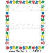 Vector of Border of Colorful Hand Prints over White by Andy Nortnik