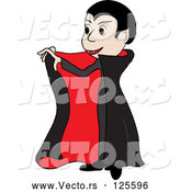 Vector of Boy in a Count Dracula Costume, Holding Open His Cape by Pams Clipart