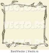 Vector of Brown Floral Frame over Beige Background by BestVector