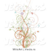 Vector of Brown, Green and Pink Vines Along with Splatters and Butterflies - Background Design by MilsiArt