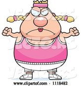 Vector of Cartoon Angry Plump White Gym Lady by Cory Thoman