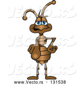 Vector of Cartoon Ant Bug Mascot Character Pointing Outwards to Get Your Attention by Toons4Biz