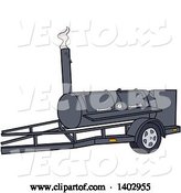 Vector of Cartoon Bbq Cooker on a Trailer by LaffToon