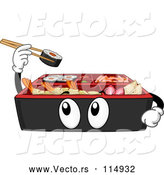 Vector of Cartoon Bento Box Holding up Sushi by BNP Design Studio