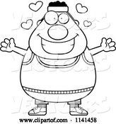 Vector of Cartoon Black and White Amorous Plump Gym Guy by Cory Thoman