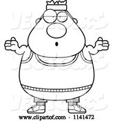 Vector of Cartoon Black and White Careless Shrugging Plump Gym Guy by Cory Thoman