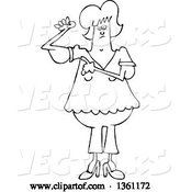Vector of Cartoon Black and White Chubby Lady with Flabby Arms, Pointing to the Problem by Djart