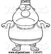 Vector of Cartoon Black and White Depressed Plump Gym Guy by Cory Thoman