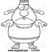 Vector of Cartoon Black and White Depressed Plump Gym Lady by Cory Thoman