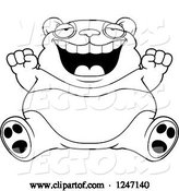 Vector of Cartoon Black and White Fat Panda Sitting and Cheering by Cory Thoman