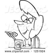 Vector of Cartoon Black and White Girl or Lady Enjoying Ice Cream by Toonaday