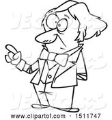 Vector of Cartoon Black and White Guy, Michael Faraday, Holding up a Finger by Toonaday