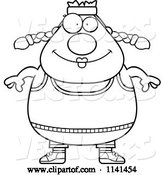 Vector of Cartoon Black and White Happy Plump Gym Lady by Cory Thoman