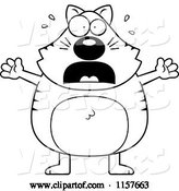 Vector of Cartoon Black and White Plump Cat Stressing by Cory Thoman