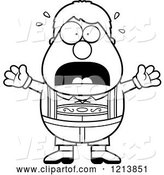 Vector of Cartoon Black and White Scared Oktoberfest German Boy Screaming by Cory Thoman
