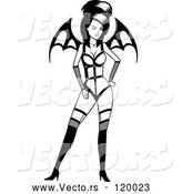 Vector of Cartoon Black and White Sexy Vampiress with Wings by Cory Thoman