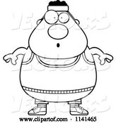 Vector of Cartoon Black and White Surprised Plump Gym Guy by Cory Thoman