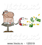 Vector of Cartoon Black Business Man Collecting Cash with a Money Magnet by Hit Toon