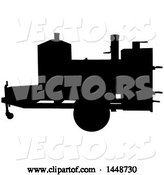 Vector of Cartoon Black Silhouetted Offset Barbeque Smoker Trailer by LaffToon