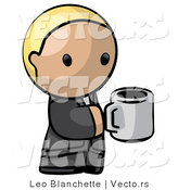 Vector of Cartoon Blond Business Guy Holding a Cup of Coffee by Leo Blanchette