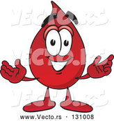 Vector of Cartoon Blood Drop Mascot Character with Welcoming Open Arms by Toons4Biz