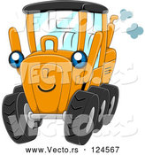 Vector of Cartoon Blue Eyed Motor Grader Character by BNP Design Studio