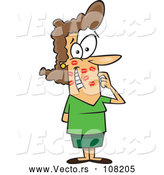 Vector of Cartoon Brunette White Lady Gushing After Getting Kissed All over Her Face by Toonaday