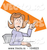 Vector of Cartoon Businesswoman Making a Point, Downward Trend by Johnny Sajem