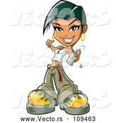 Vector of Cartoon Casual Short Haired Black Teen Girl Holding a Graffiti Spray Paint Can by Clip Art Mascots