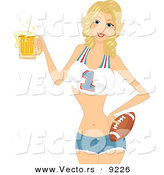 Vector of Cartoon Cheerleader Representing Football and Beer by BNP Design Studio
